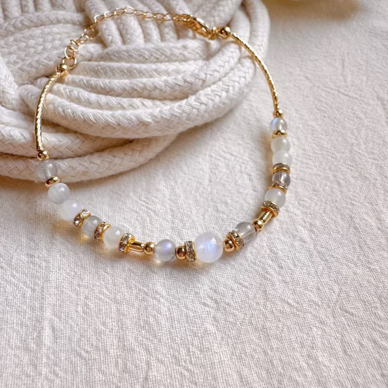巨蟹座水晶手鍊手環 | 藍月亮石 拉長石 白月亮石 | 十二星座