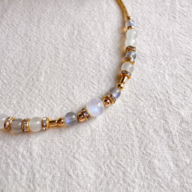 巨蟹座水晶手鍊手環 | 藍月亮石 拉長石 白月亮石 | 十二星座