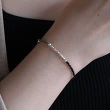 svart og pýrít bracelet 天然石ブラックスピネル パイライト/シルバー　ビーズブレスレット　黒 アースカラー