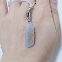 【親翠】天然翡翠 冰淡紫底飄花羽毛仙氣項鍊 送禮首選