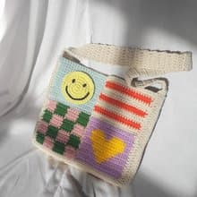Lovely Smiley Square Bombs ,Shoulder Bag ,Crochet ,Bag ,Handmade ,Gift