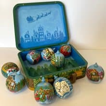 Trip to the North Pole xmas tree decorations, wooden bauble, handmade, travel