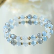 海藍寶 月光石 拉長石。冰島藍湖。健康紓壓好人緣 水晶手鍊