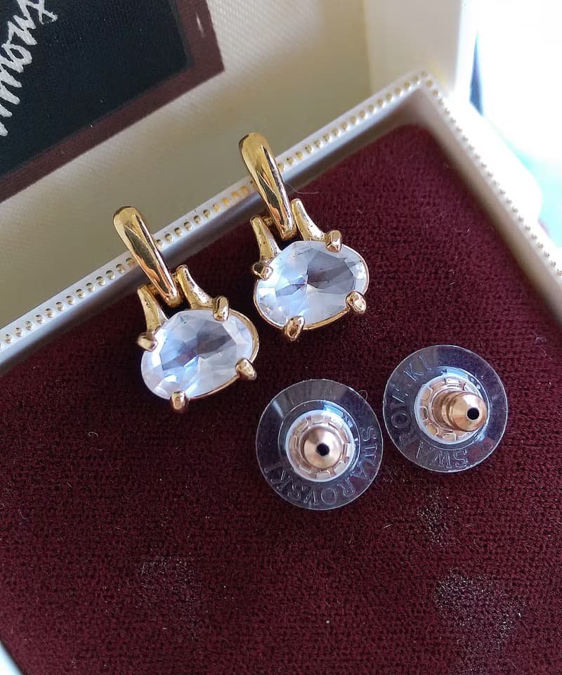 Vintage Jewelry 西洋古董飾品 SWAROVSKI  小巧 氣質  針式耳環