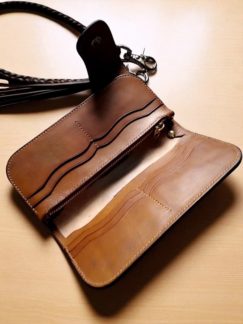 Vegetable Tooled Leather Long Wallet for Men and Women  / JNL-WA003