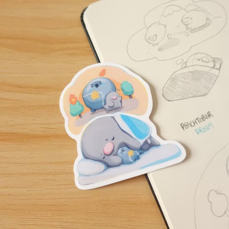 【防水貼紙】水豚出遊, 望遠鏡, 隕石, 夢境 | Peachtober 2023