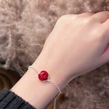 Re-Re蠶絲金工—單朵小玫瑰手鍊(可調式)