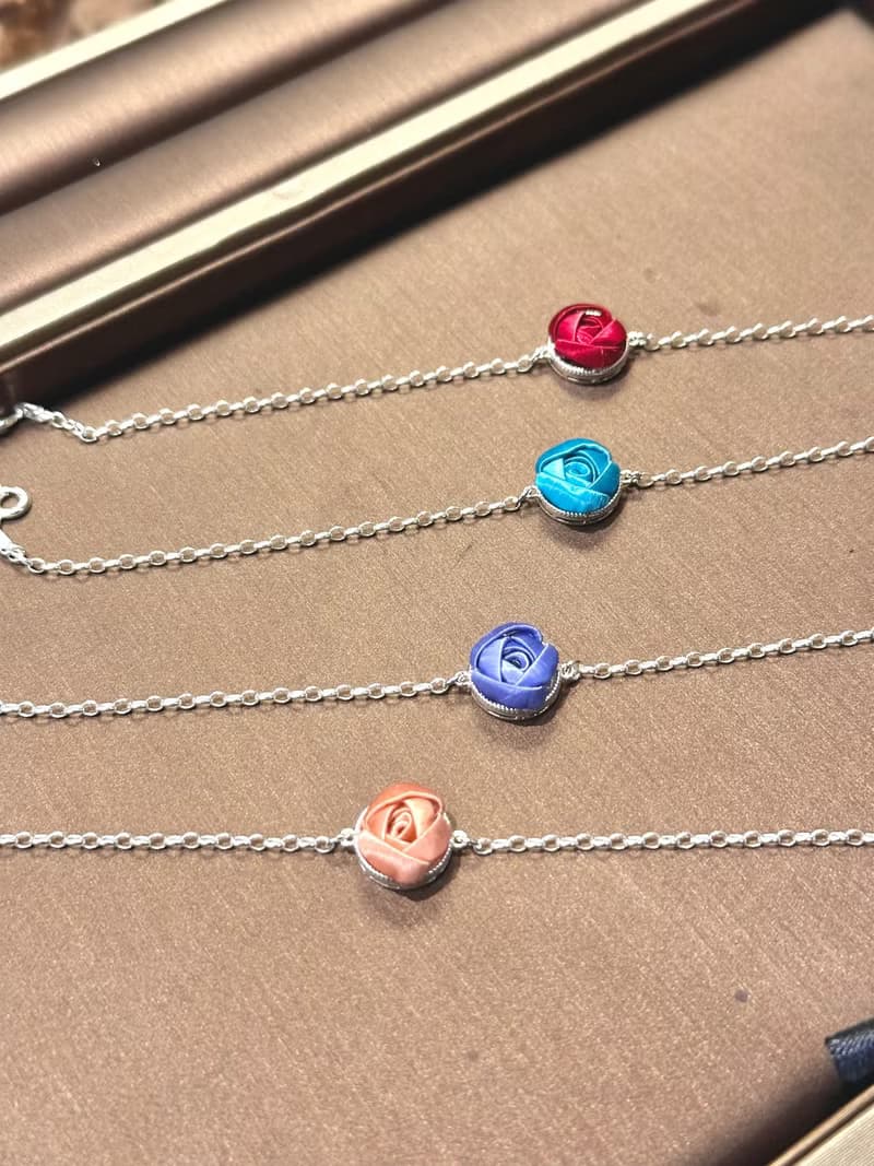 Re-Re蠶絲金工—單朵小玫瑰手鍊(可調式)