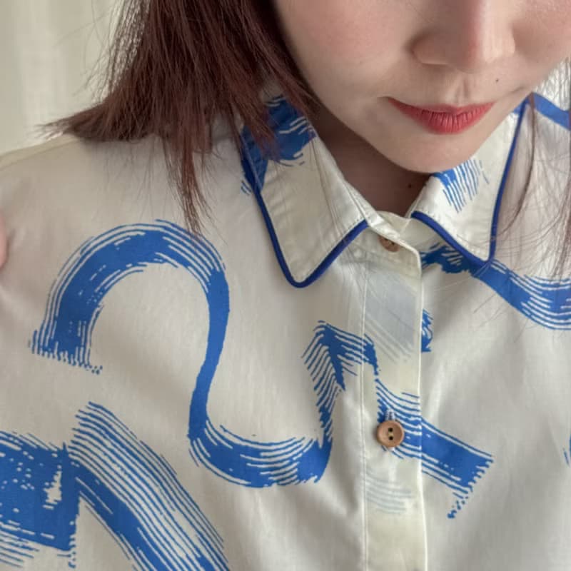 Over Cropped 襯衫 Cloudy Ink