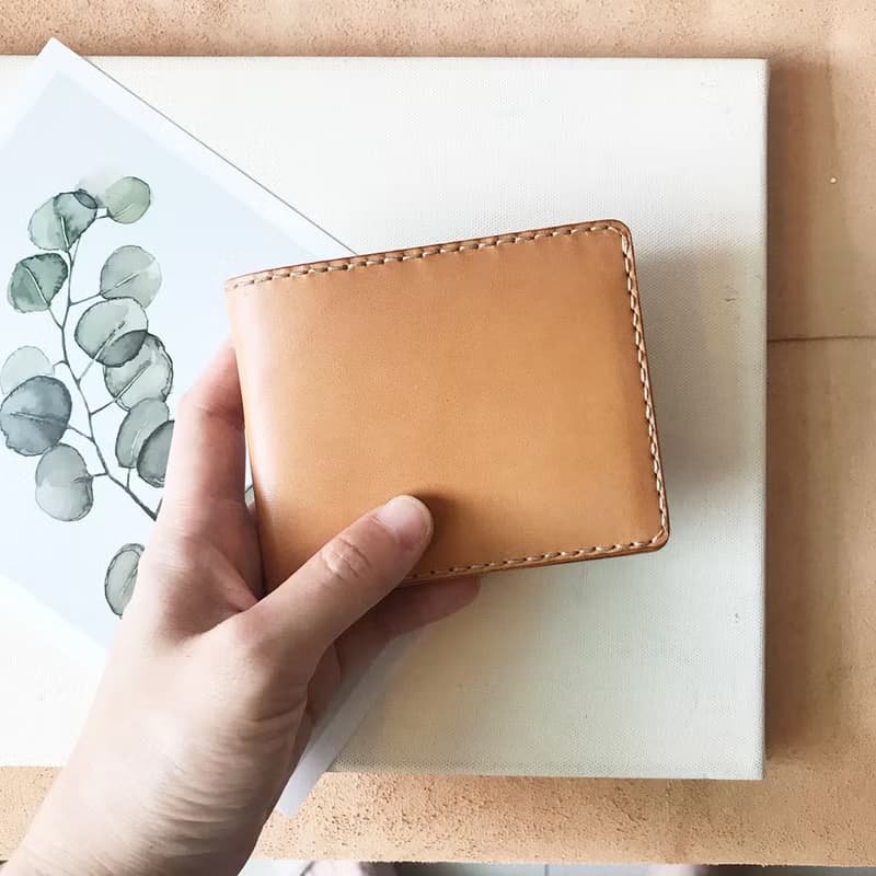真皮短夾│6卡片層│淺棕
