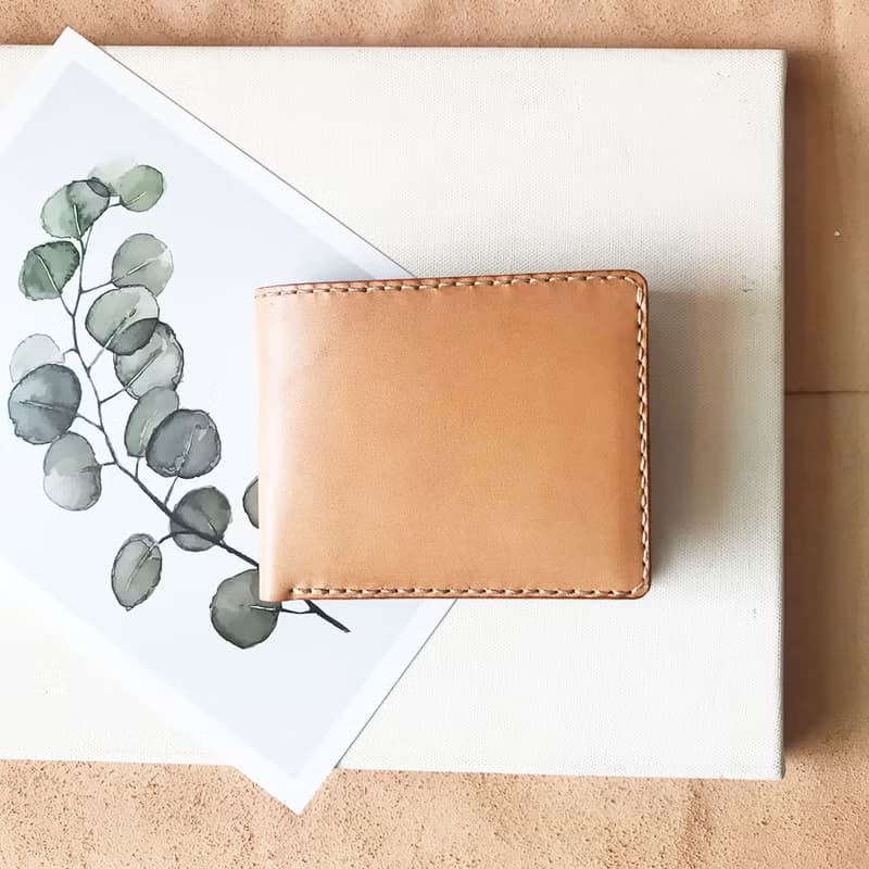 真皮短夾│6卡片層│淺棕