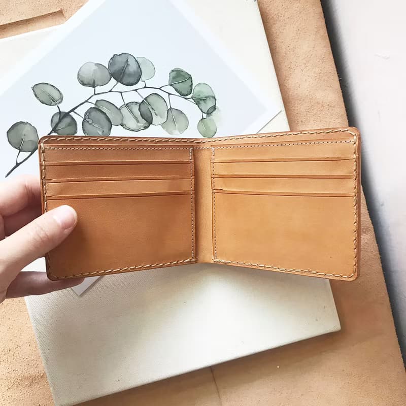 真皮短夾│6卡片層│淺棕