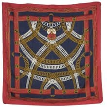 【日本直送】【HERMES】エルメス カレ90 シルク 赤/青 レディース スカーフ【中古】