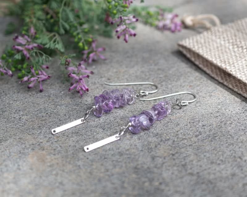 Ametrine Earrings, 925 Silver, Gemini stone, Aquarius Crystal, Cristmas Gift