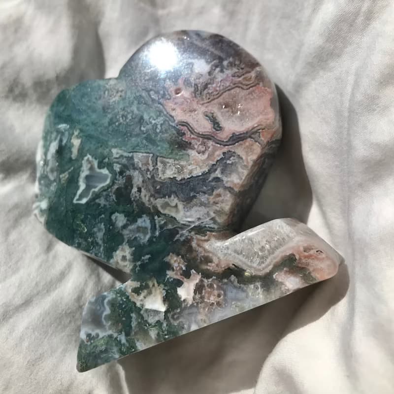 苔蘚瑪瑙 白色粉色紫色藍色綠色 水草瑪瑙 水晶洞 心心擺設 水晶