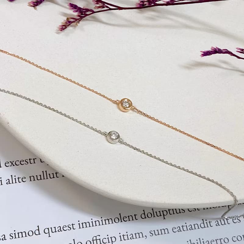 14K | 簡約包鑽8分_手鍊