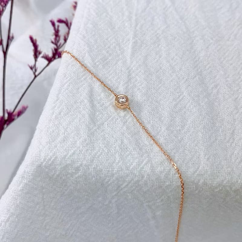 14K | 簡約包鑽8分_手鍊