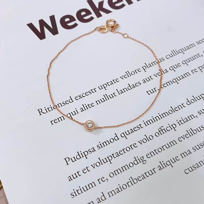 14K | 簡約包鑽8分_手鍊