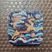 德國狼犬漫步-晶雕陶瓷吸水杯墊