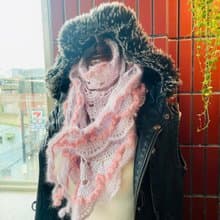 革物製織|手染蠶絲羊毛海披肩圍巾_blackpink系