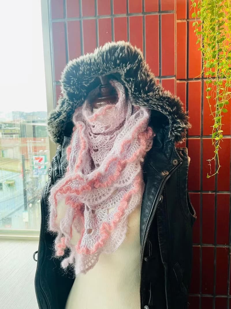 革物製織|手染蠶絲羊毛海披肩圍巾_blackpink系