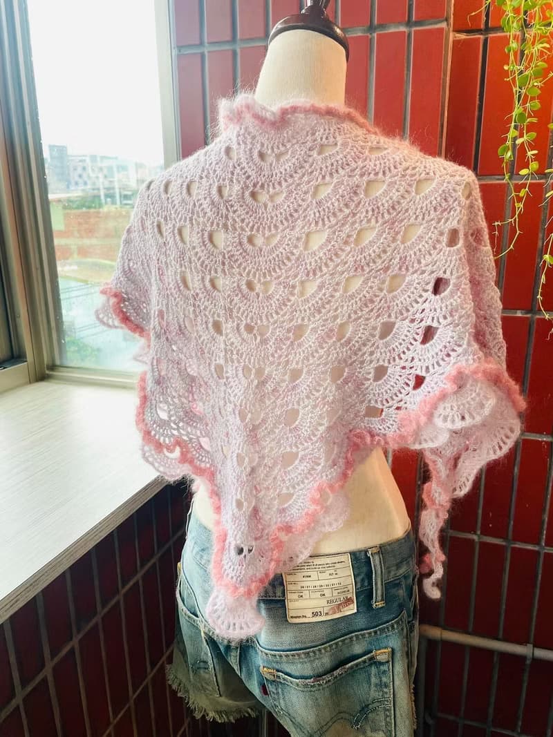 革物製織|手染蠶絲羊毛海披肩圍巾_blackpink系