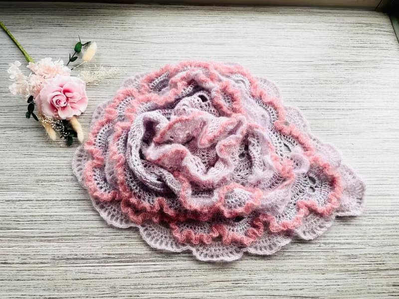 革物製織|手染蠶絲羊毛海披肩圍巾_blackpink系