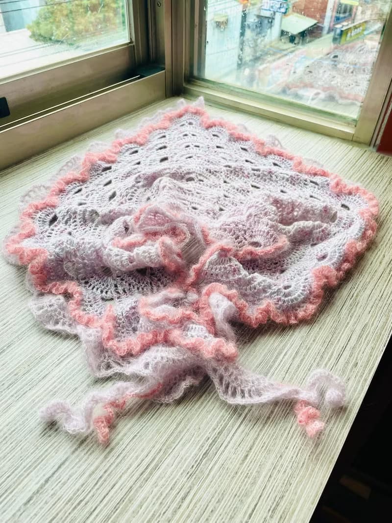 革物製織|手染蠶絲羊毛海披肩圍巾_blackpink系