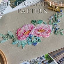 Watercolor Flower Bouquet II PDF cross stitch pattern
