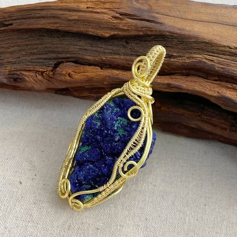 【藍色礦石】藍銅礦天然原石項鍊 / 手工繞絲