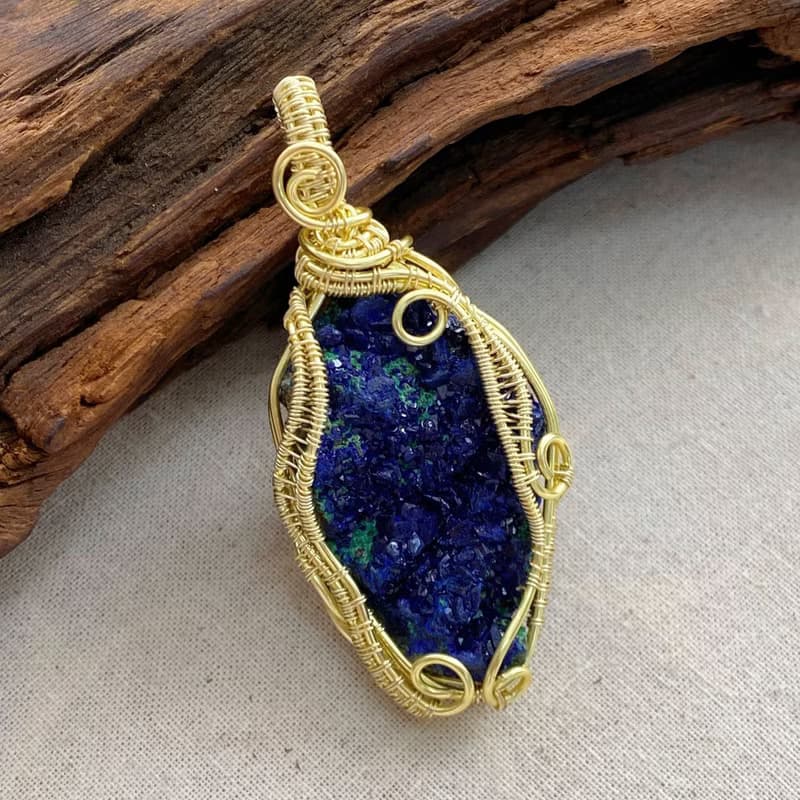 【藍色礦石】藍銅礦天然原石項鍊 / 手工繞絲