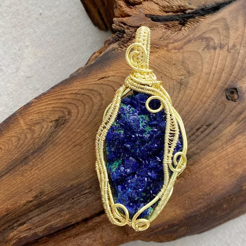 【藍色礦石】藍銅礦天然原石項鍊 / 手工繞絲