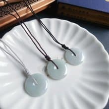 天然緬甸玉翡翠 冰晴底帶綠質細 平安扣 項鍊 禮物 長輩禮 滿月禮