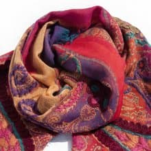 喀什米爾Cashmere 水煮羊毛披肩 針織圍巾 刺繡圍巾 羊絨披巾-花