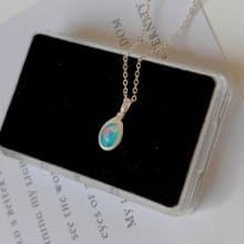 歐泊吊墜 歐泊項鏈 十月生辰石誕生石項鍊 手工純銀天然石