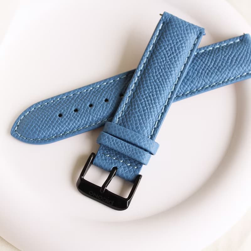 【PICONO】Apple Watch適用-法國進口藍色荔枝紋真皮錶帶/20mm