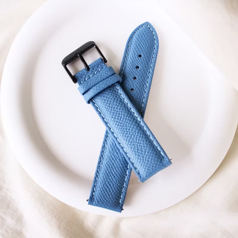 【PICONO】Apple Watch適用-法國進口藍色荔枝紋真皮錶帶/20mm