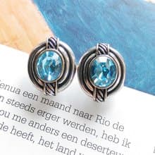 Vintage Jewelry 西洋古董飾品 沁藍鑽  復古造型  針式耳環