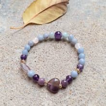 天使石│紫水晶│粉晶│海藍寶│14K金珠│水晶 手鍊 情人節 禮物