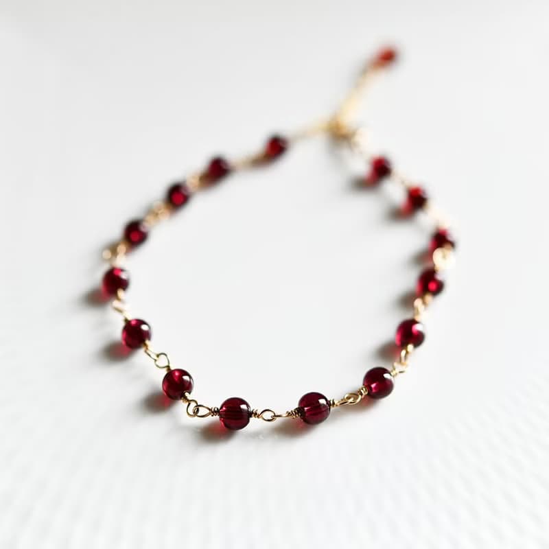 恋の成就 実りの象徴 宝石質 ガーネットのブレスレット 1月誕生石