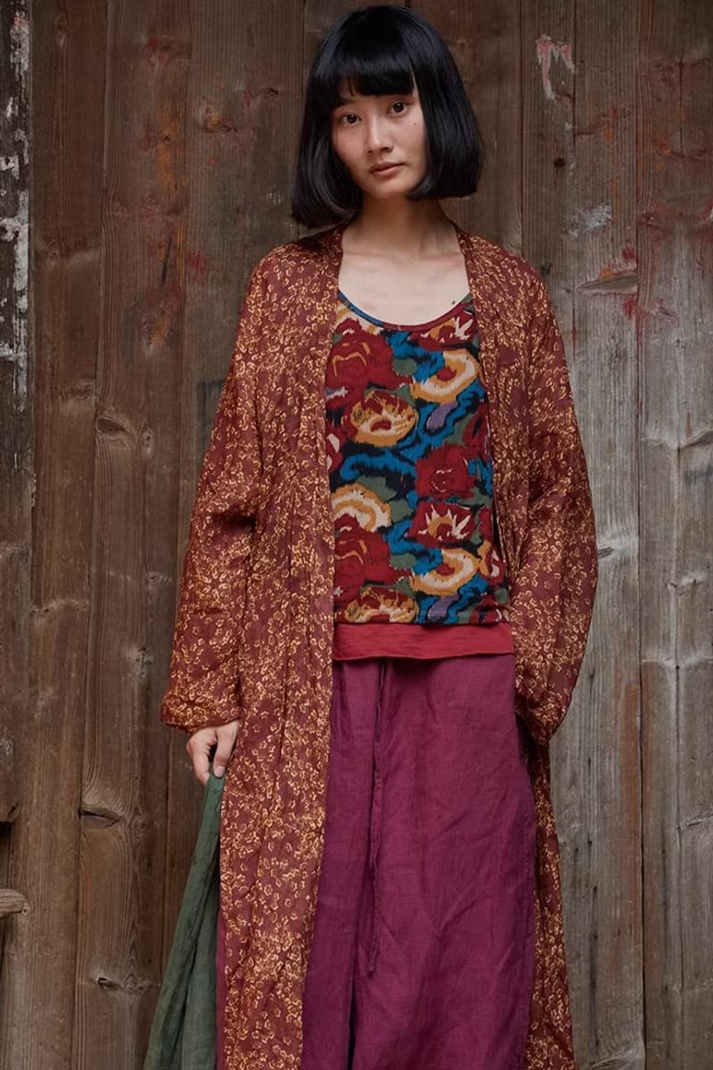 復古文青 苧麻印花居家外套