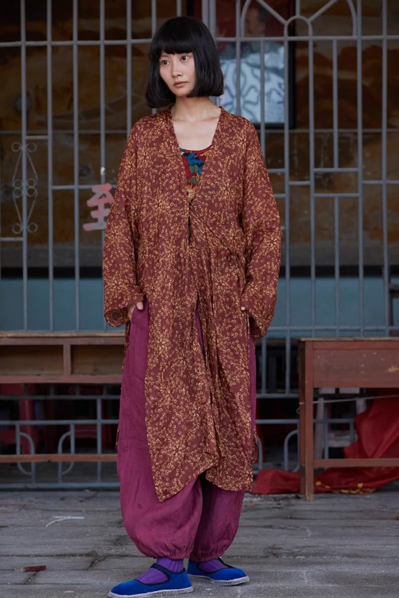 復古文青 苧麻印花居家外套