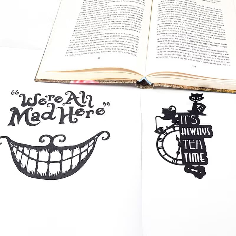 Alice in Wonderland Bookmark Tea Party. Small Bookish Gift for Avid Readers.