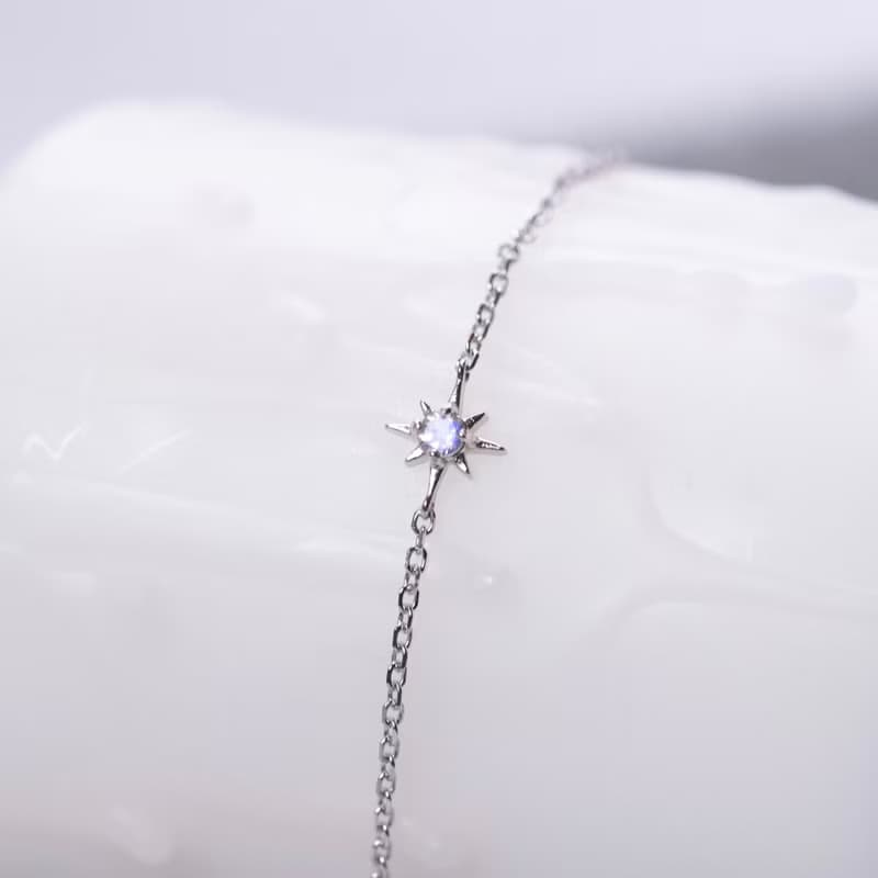 鑽面拉長石925純銀星芒手鍊