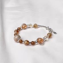 黃水晶 黃碧璽 黃阿賽 深海珊瑚 / 聚財招財 / 天然水晶手鍊 禮物