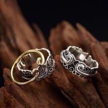 S 925 Sterling Silver Jewelry Handmade Engrave Vintage Open Rings Lovers Ethnic