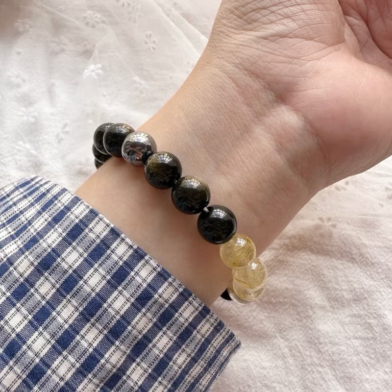 鐵曜如山 金曜石手串 鈦晶手串 設計手鍊 水晶手串