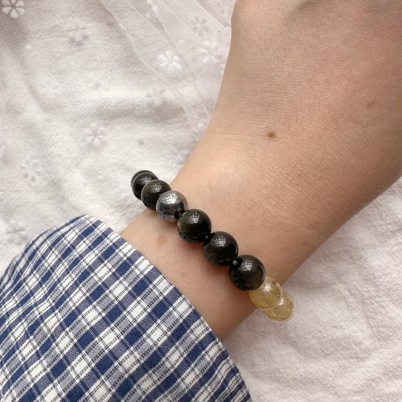 鐵曜如山 金曜石手串 鈦晶手串 設計手鍊 水晶手串