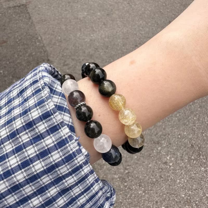 鐵曜如山 金曜石手串 鈦晶手串 設計手鍊 水晶手串