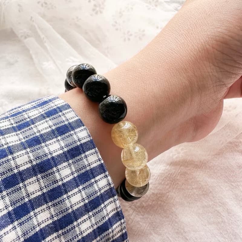 鐵曜如山 金曜石手串 鈦晶手串 設計手鍊 水晶手串